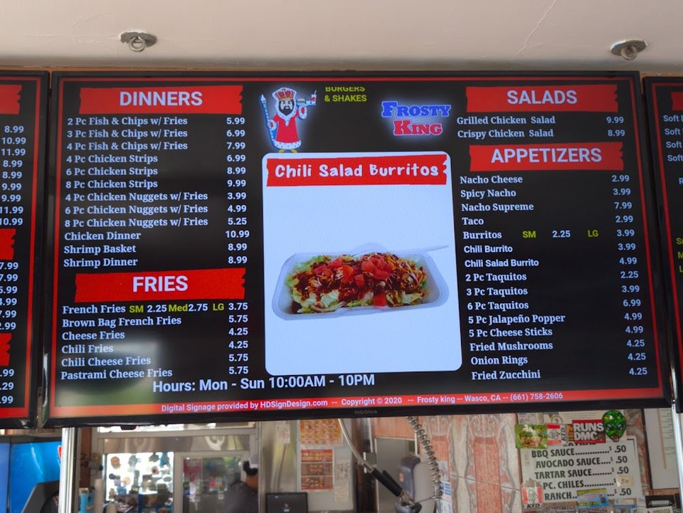 Dessert and shake options at a fast food restaurant.